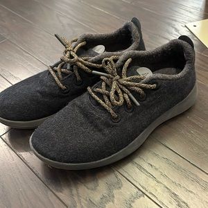 Allbird Wool Runners, Black with Tan Laces, Size 10